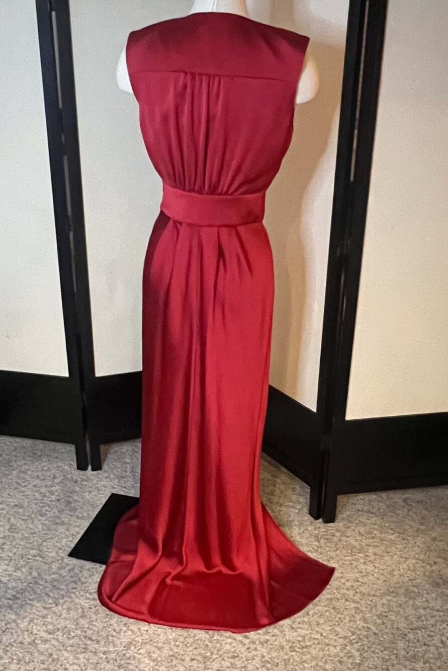 Ramy Brook Crimson Satin Plunging Maxi Dress - Picture 3 of 5